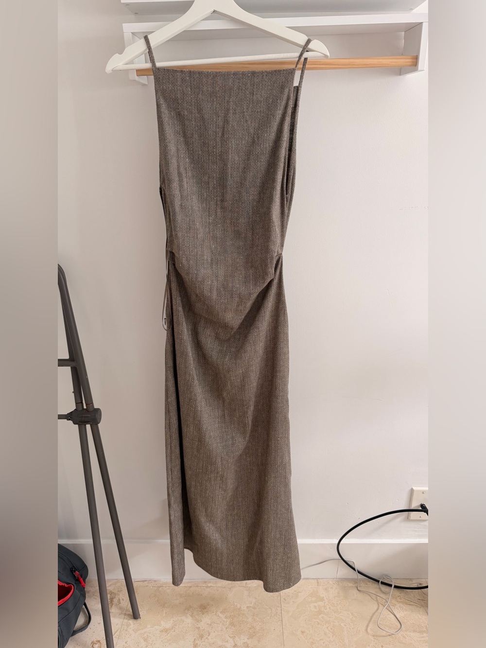 Sleeveless Brown Midi Dress Massimo Dutti